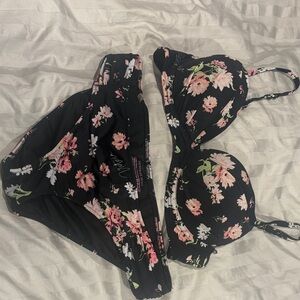 Floral Black Bikini Set